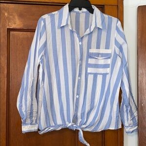 Eden and Olivia Striped Tie up Button Down Shirt